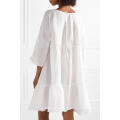 Oversized Tiered Linen blanc trois-quarts longueur manches Mini robe d&#39;été fabrication en gros de mode femmes vêtements (TA0306D)